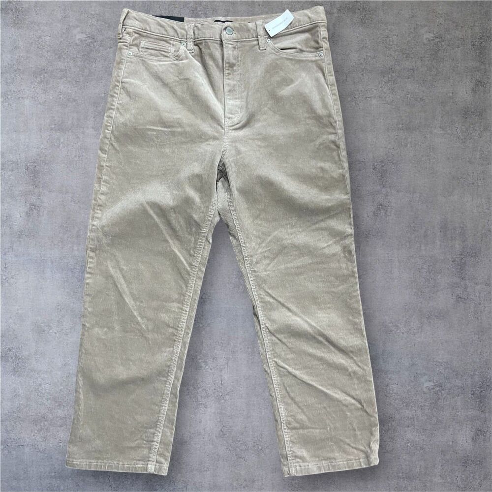 Banana Republic High Rise Straight Ankle Corduroy Tan NWT Pants Women's 32 x 29
